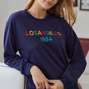 Los Angeles letter embroidery long sleeve shirt